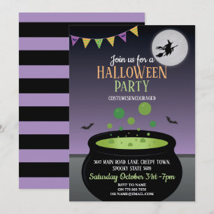 Convite Festa de Bruxas Convidam Cauldron Malvado