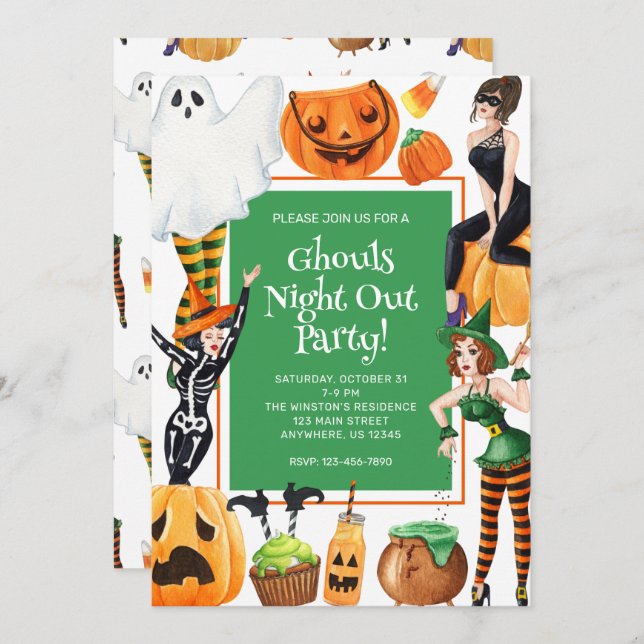 Convite Festa de Bruxas de Moda do Halloween (Frente/Verso)