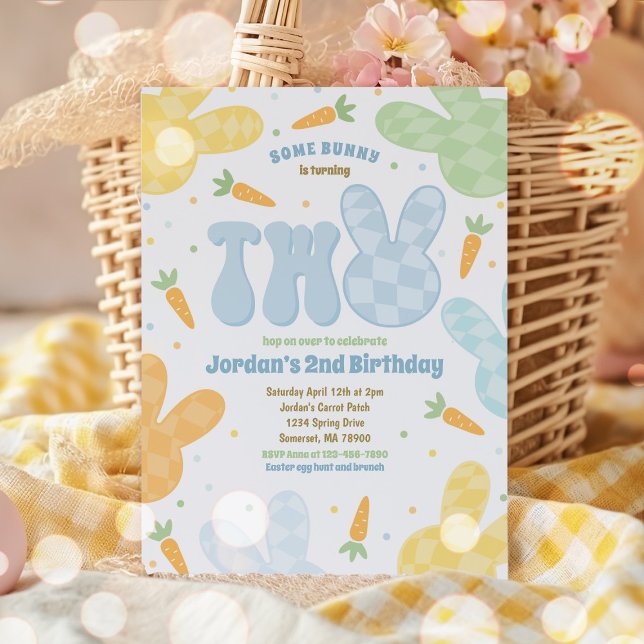 Convite Festa de Bunny segundo aniversário Modern Bunny (Criador carregado)