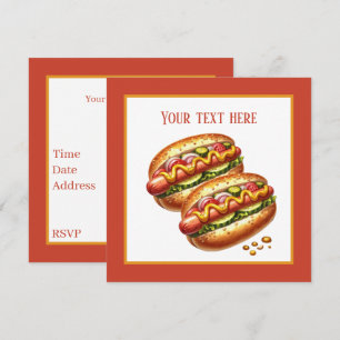 Convite Festa de cachorro quente grelhado e bonito