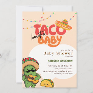 Convite Festa de Cactus Boho Taco Sobre um Chá de Bebê
