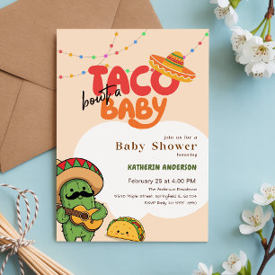 Convite Festa de Cactus Boho Taco Sobre um Chá de Bebê