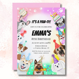 Convite Festa de Cães com Bolo de Aniversário