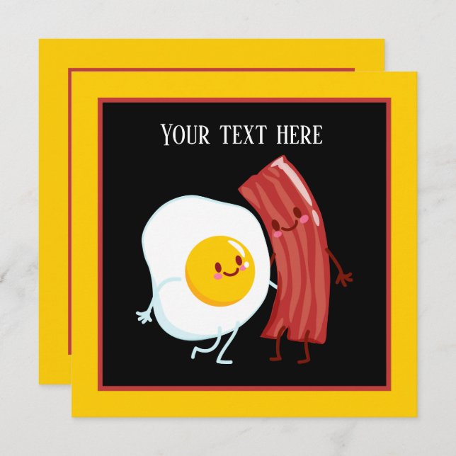 Convite Festa de café da manhã de bacon e ovos em forma de (Frente/Verso)