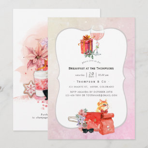 Convite Festa de Café da Manhã de Natal com Filme Retrô