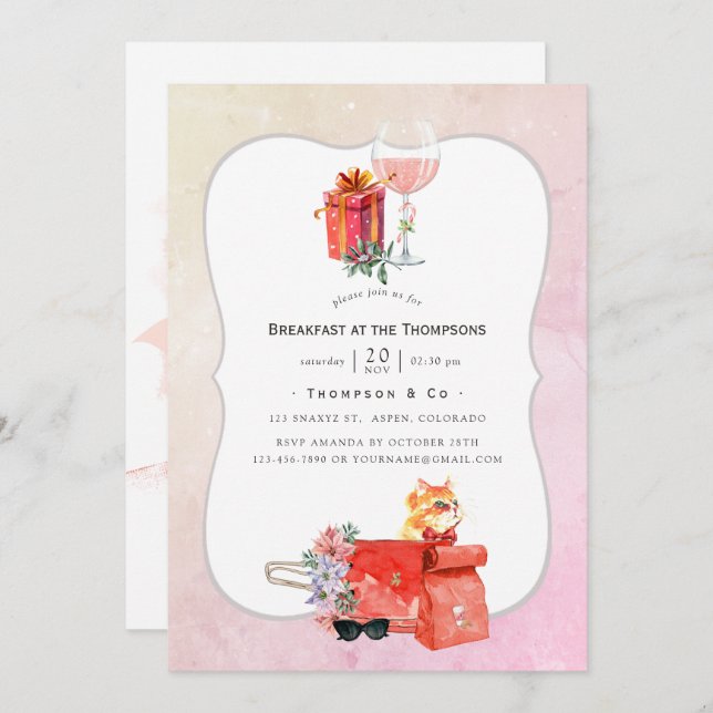 Convite Festa de Café da Manhã de Natal do Retro Movie (Frente/Verso)