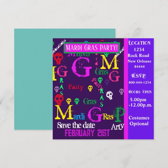 Convite Festa de CARNAVAL   (Frente/Verso)