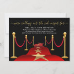 Convite Festa de Carpete Vermelho com Folha de Ouro Faux<br><div class="desc">O convite perfeito para o seu evento. Veja a Coleção de Tapetes Vermelhos na minha loja para encontrar itens para sua celebração.</div>