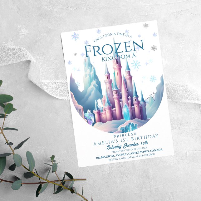 Convite Festa de Cartoon do Castelo 1rua de Ice Birthday (Criador carregado)