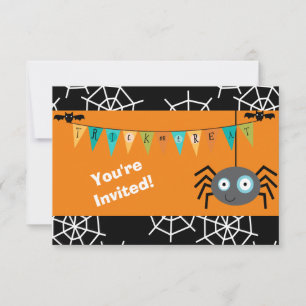 Convite Festa de Cartoon Spider Halloween Kids