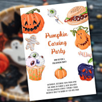Festa de Carvas de Abóbora e Comida de Halloween