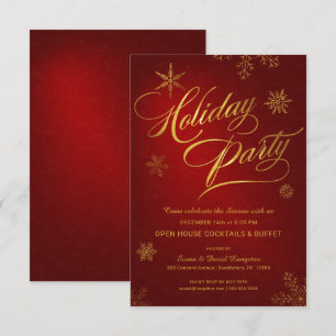 Convite Festa de Casa Aberta de Férias de Natal Vermelho e