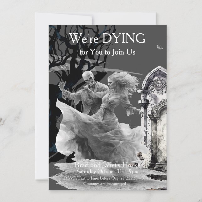 Convite Festa de Casais Esqueletais de Halloween (Frente)