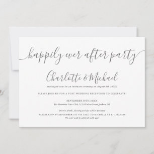 Convite Festa de Casamento Cinza e Branco Felizes para Sem