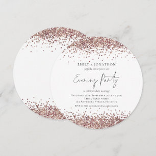 Convite Festa de Casamento com Glitter Dourado rosa