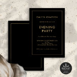 Convite Festa de Casamento da Fronteira Dourada Negra<br><div class="desc">Simples Festa de Casamento na Fronteira Dourada e Negra. Totalmente personalizável. Disponível digitalmente e impresso. Fácil de personalizar o texto para seus detalhes e alterar as cores da tipografia e do fundo em cada lado pode ser alterado para qualquer opção ou sua escolha por meio da opção editar mais.</div>