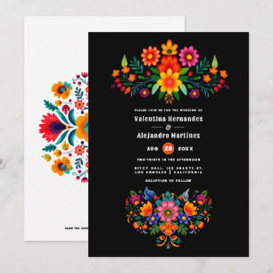 Convite Festa de Casamento de Arte Popular Mexicana em Pre