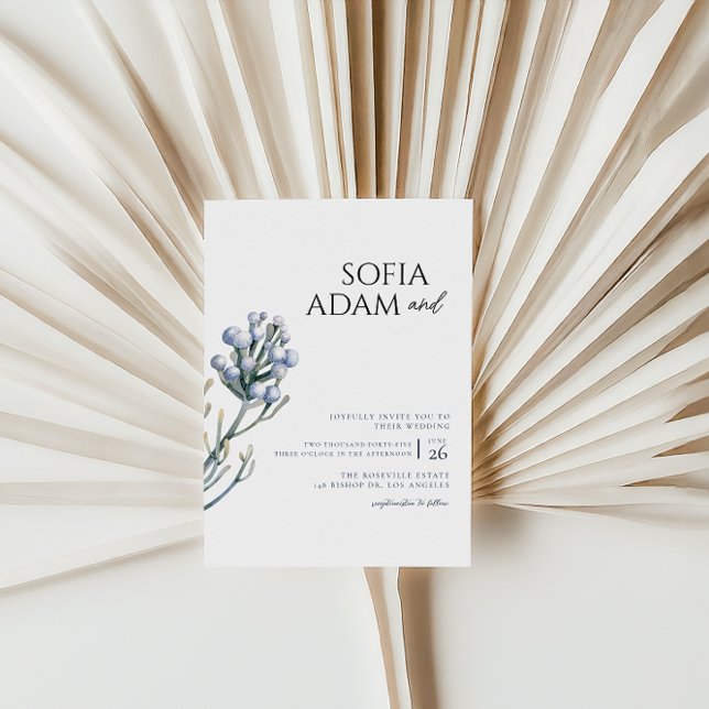 Convite Festa de casamento de inverno Floralr de Aquarela (Criador carregado)