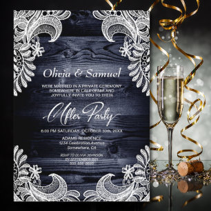 Convite Festa de Casamento de Madeira com Renda Branca Mod