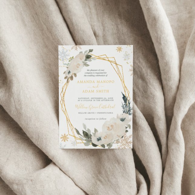 Convite Festa de casamento de Mola de Neve de inverno com  (Criador carregado)