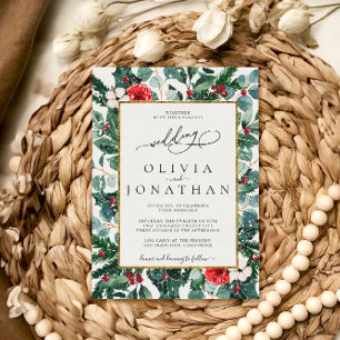 Convite Festa de casamento de Quadro Dourado Floral de Cas