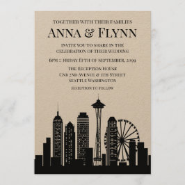 Convite Festa de casamento de Seattle Washington City Skyl