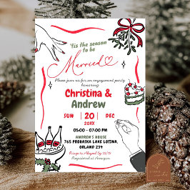 Convite Festa de Casamento Desenhada à Mão de Natal