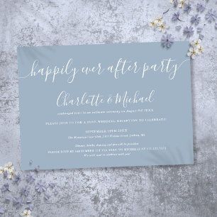Convite Festa de Casamento Dusty Blue Happily Ever After P