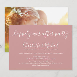 Convite Festa de Casamento Dusty Rose Felizes para Sempre 