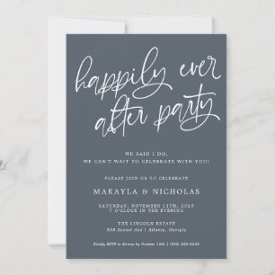 Convite Festa de Casamento Navy Happily Ever After