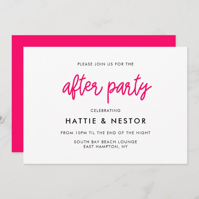 Convite Festa de casamento pós-casamento com caligrafia mo (Frente/Verso)