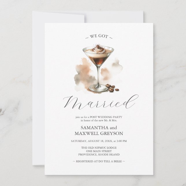 Convite Festa de casamento Postada Espresso Martini Cockta (Frente)