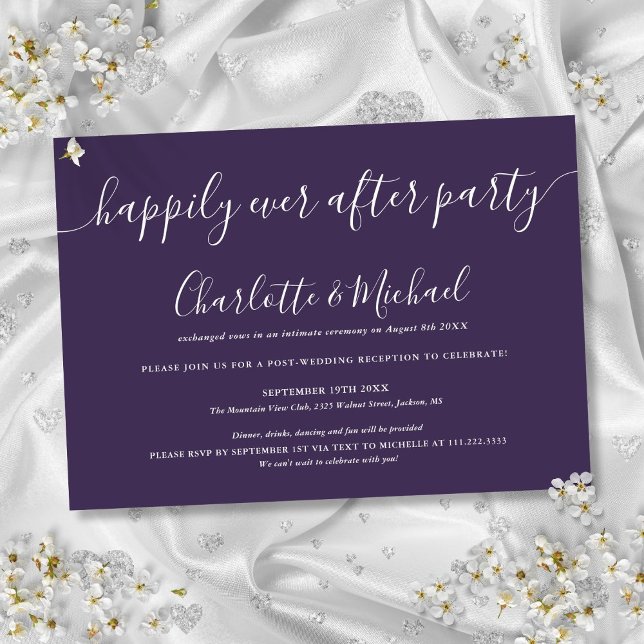 Convite Festa de Casamento Purple Felizes para Sempre (Purple Happily Ever After Party Wedding Invitation)