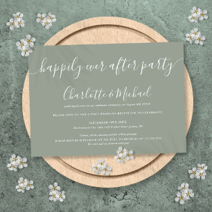 Convite Festa de Casamento Sage Green Happily Ever After