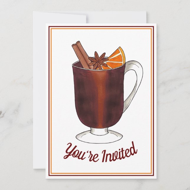 Convite Festa de Casaquente de Vinho Quente de Boas-Vindas (Frente)