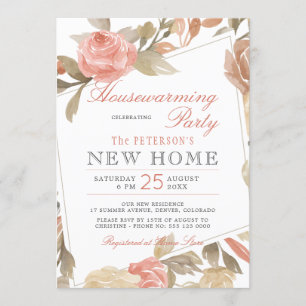 Convite Festa de Casaquinho Flor de Rosa Pêssego em Creme