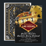 Convite Festa de Cassino de Solteiro Preto Dourado<br><div class="desc">Desenho de Festa de Cassino Noturno Preto Dourado. Produtos correspondentes podem ser encontrados na Coleção de Festa de Cassino. Se tiver alguma dúvida, sinta-se à vontade para entrar em contato.</div>