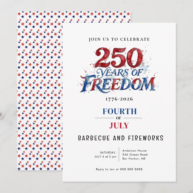 Convite Festa de Celebração da América 250 (Frente/Verso)
