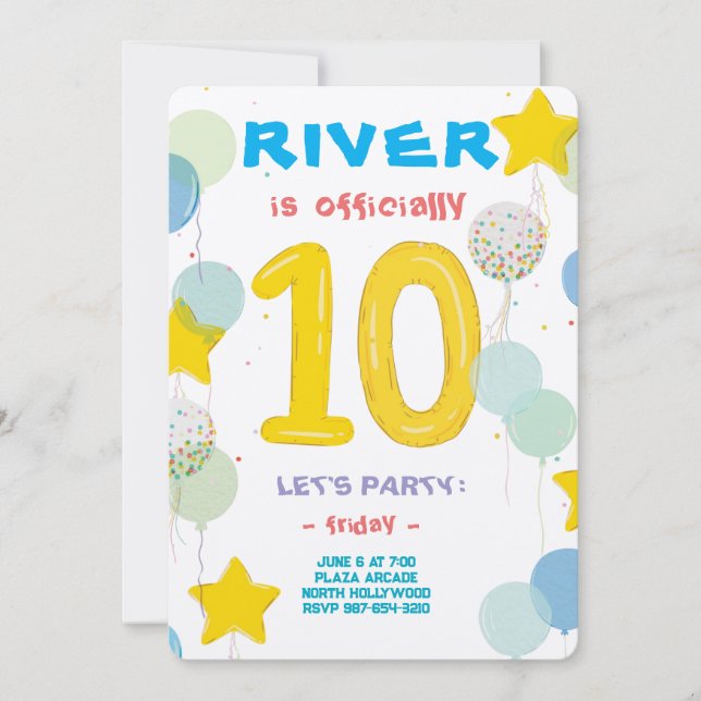 Convite Festa de Celebração de Dois Dígitos (Frente)