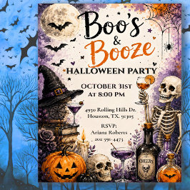 Convite Festa de Celebração de Halloween Boo's & Booze