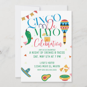 Convite Festa de Celebração do Cinco De Mayo de Taco