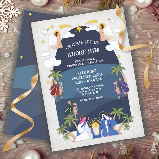 Convite Festa de Cena de Natal de Arch Religioso (Criador carregado)