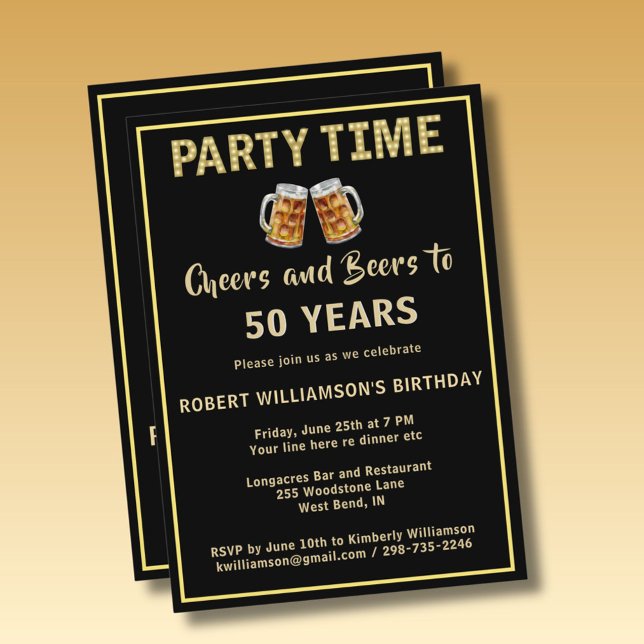 Convite Festa de Cerveja e Aplaudimentos 50 Anos (Qualquer (Criador carregado)