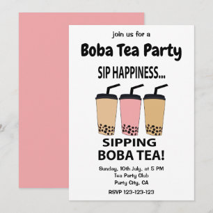 Convite Festa de Chá Boba Chá Bubble Tea Chá Boba