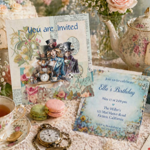 Convite Festa de Chá Caprichosa da Alice Livro de História
