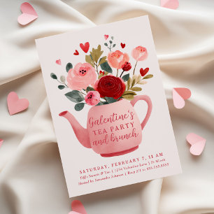 Convite Festa de Chá da Galentine & Brunch do Dia dos Namo