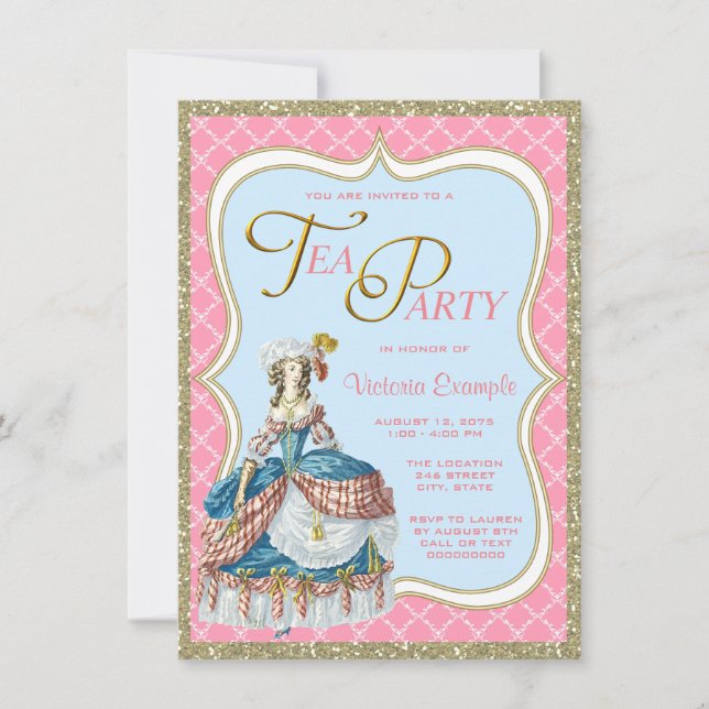 Convite Festa de Chá da Marie Antoinette (Frente)