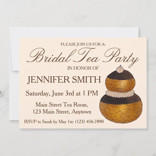 Convite Festa de Chá da Tarde de Massa Folhada Religieuse  (Frente)