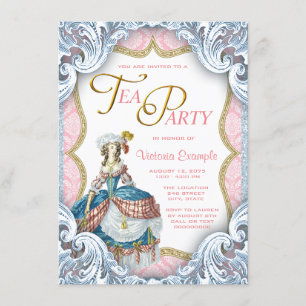 Convite Festa de chá de aniversário da Marie Antoinette