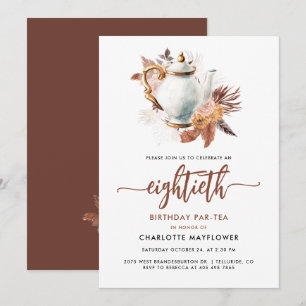 Convite Festa de Chá de Aniversário de 80 anos com Grama d